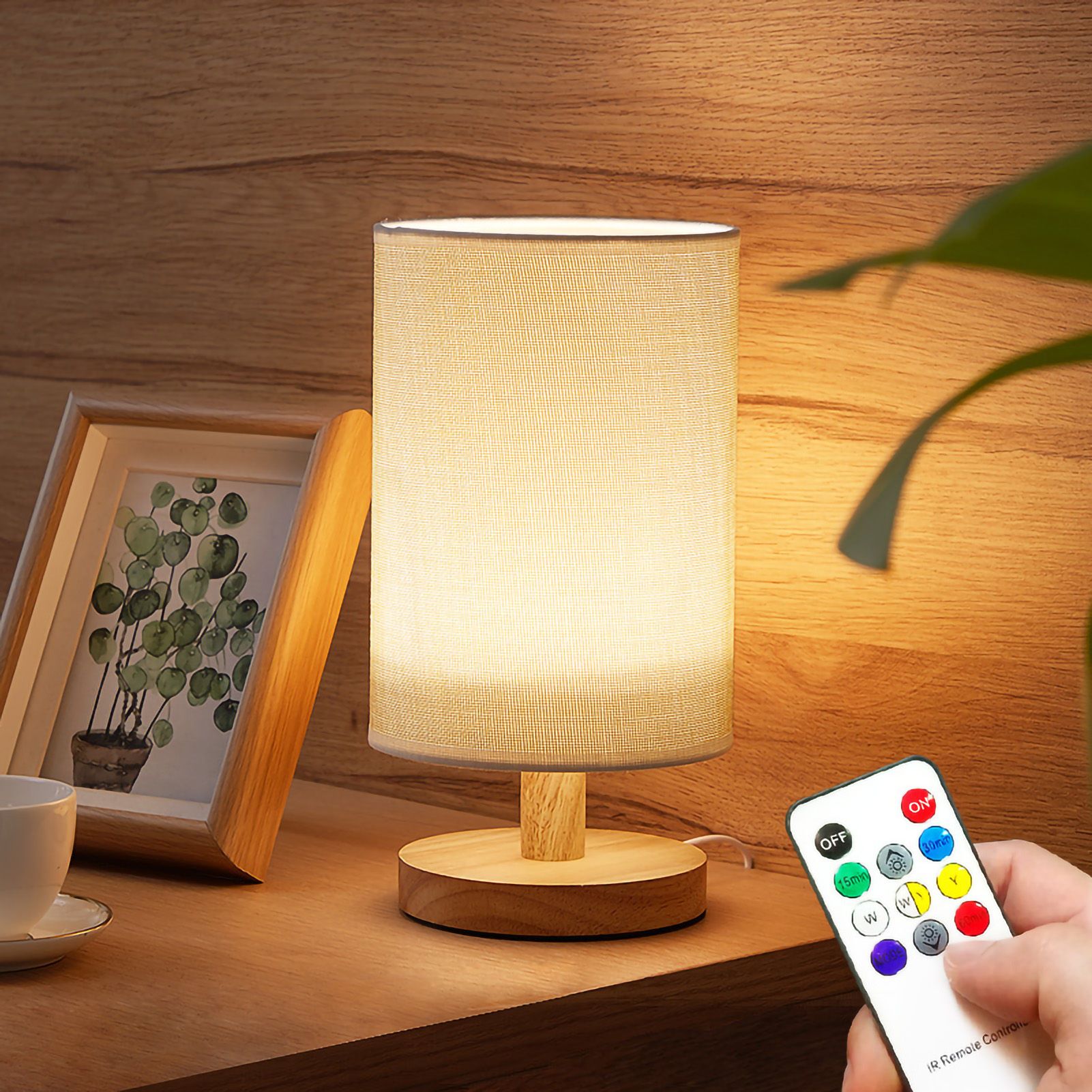 Bedside Lamp Miniature Warm Light Modern LED USB Powerd Table Desktop Night Light Beige Color Remote Controlling Type