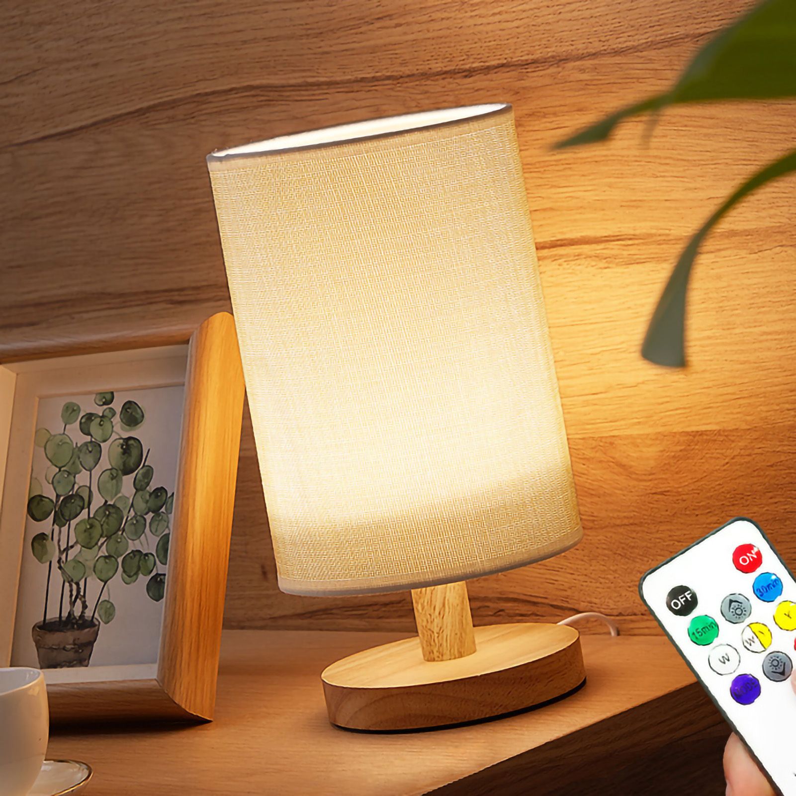 Bedside Lamp Miniature Warm Light Modern LED USB Powerd Table Desktop Night Light Beige Color Remote Controlling Type