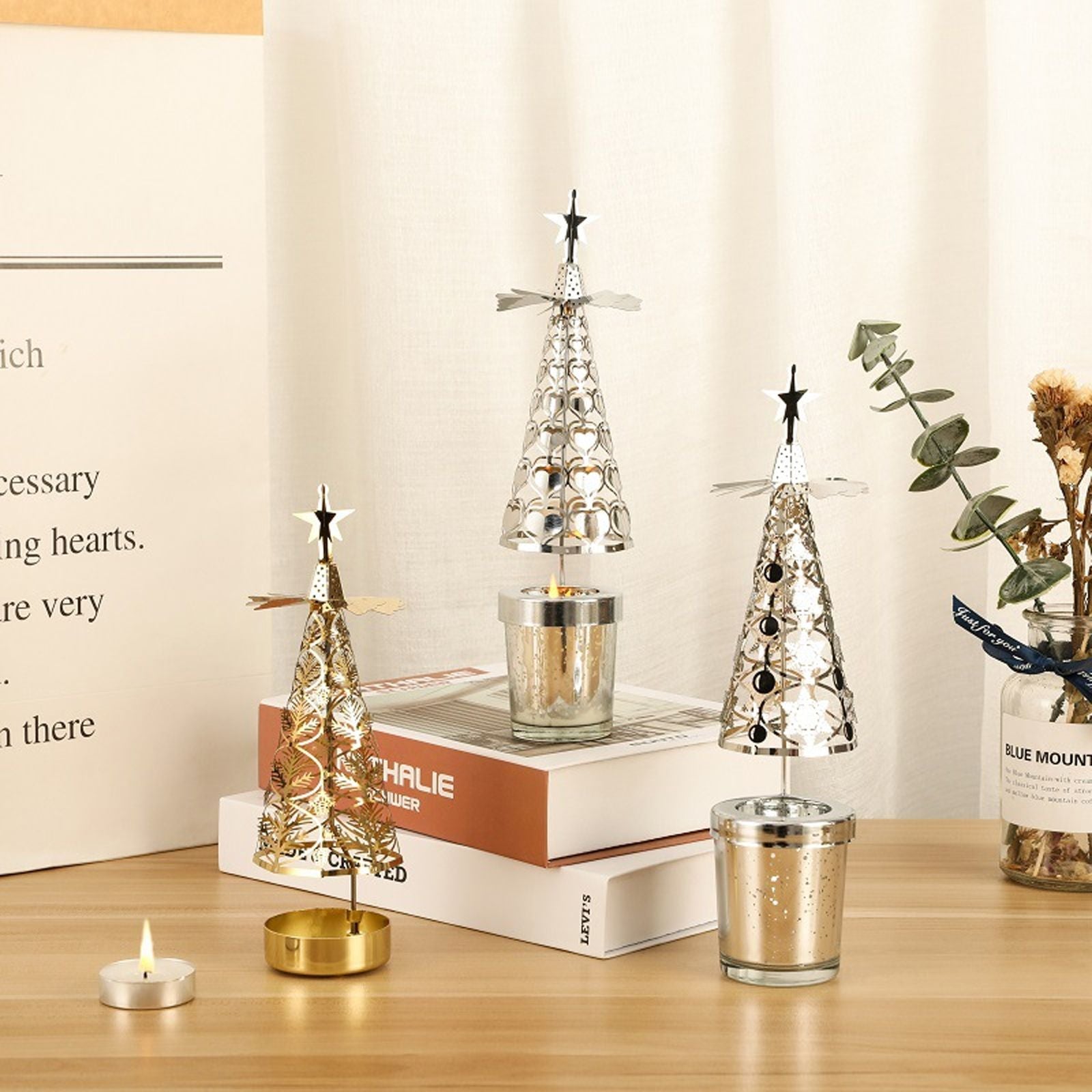 Christmas Aromatherapy Candle Hot Tree Revolving Candle Holder Walking Light
