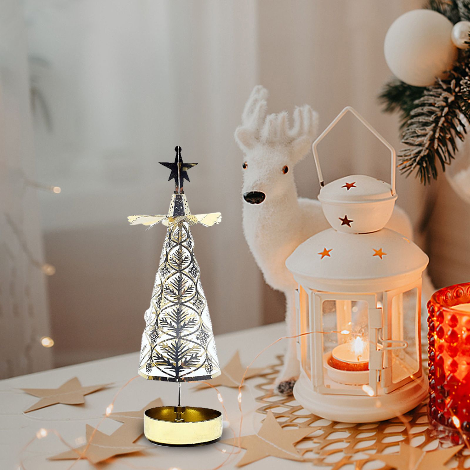 Christmas Aromatherapy Candle Hot Tree Revolving Candle Holder Walking Light