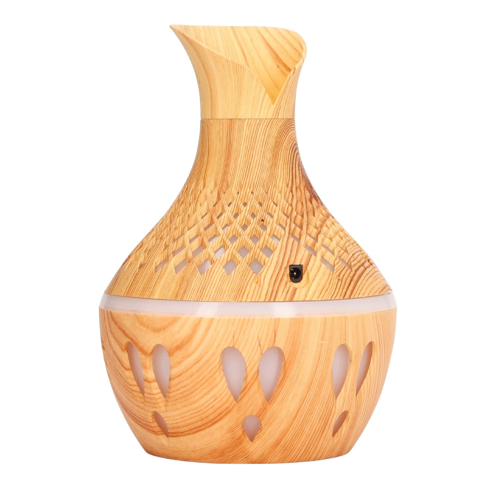 Aromatherapy Humidifier 300ml Wood Grain Design USB Powered Desktop Humidifier with LED Color Light for Home