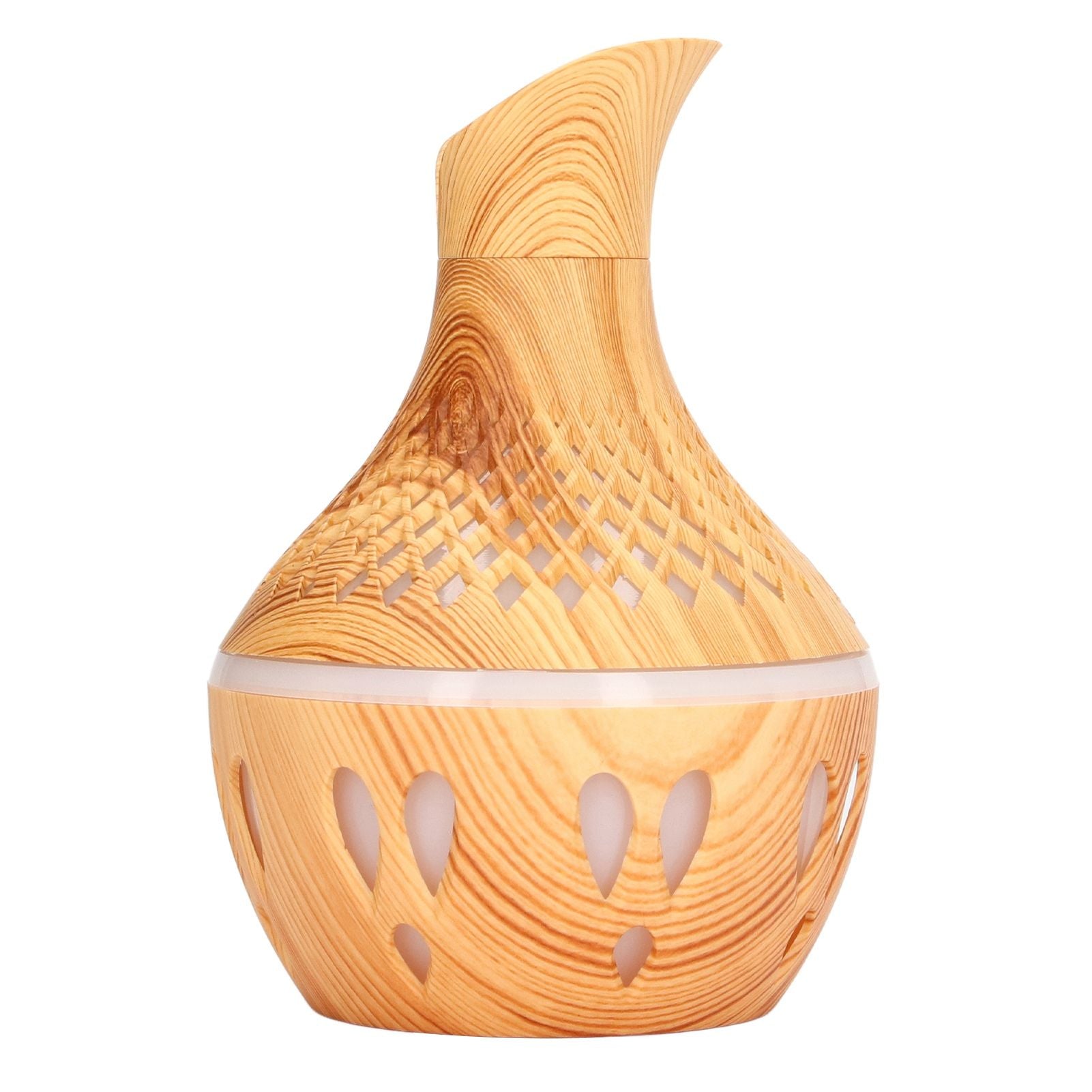 Aromatherapy Humidifier 300ml Wood Grain Design USB Powered Desktop Humidifier with LED Color Light for Home