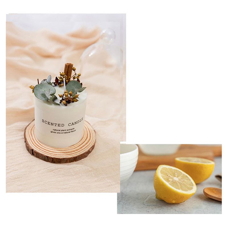 Scented Candle Soy Wax Dry Flower Glass Cover Wood Mat Aromatherapy Candle for Home Decoration Birthday Gift Type 2