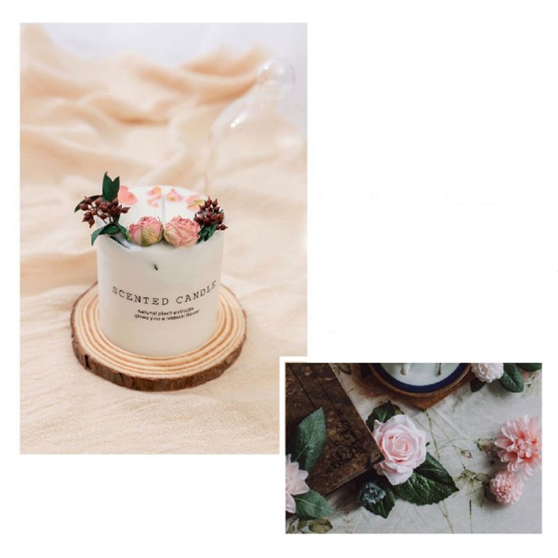 Scented Candle Soy Wax Dry Flower Glass Cover Wood Mat Aromatherapy Candle for Home Decoration Birthday Gift Type 3