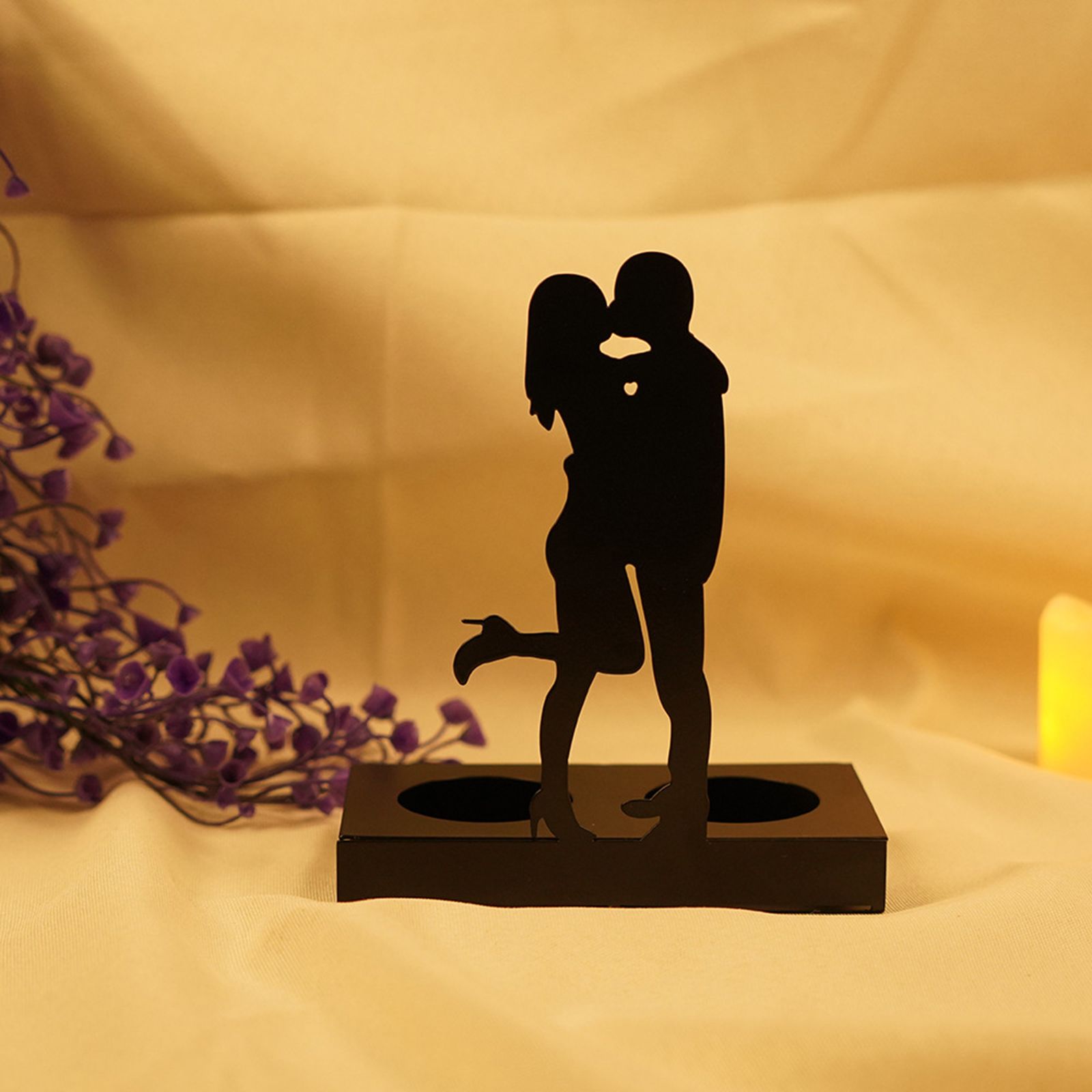 Iron Candle Holder Romantic Couple Candle Statue Gifts for Couple for Wedding Anniversary