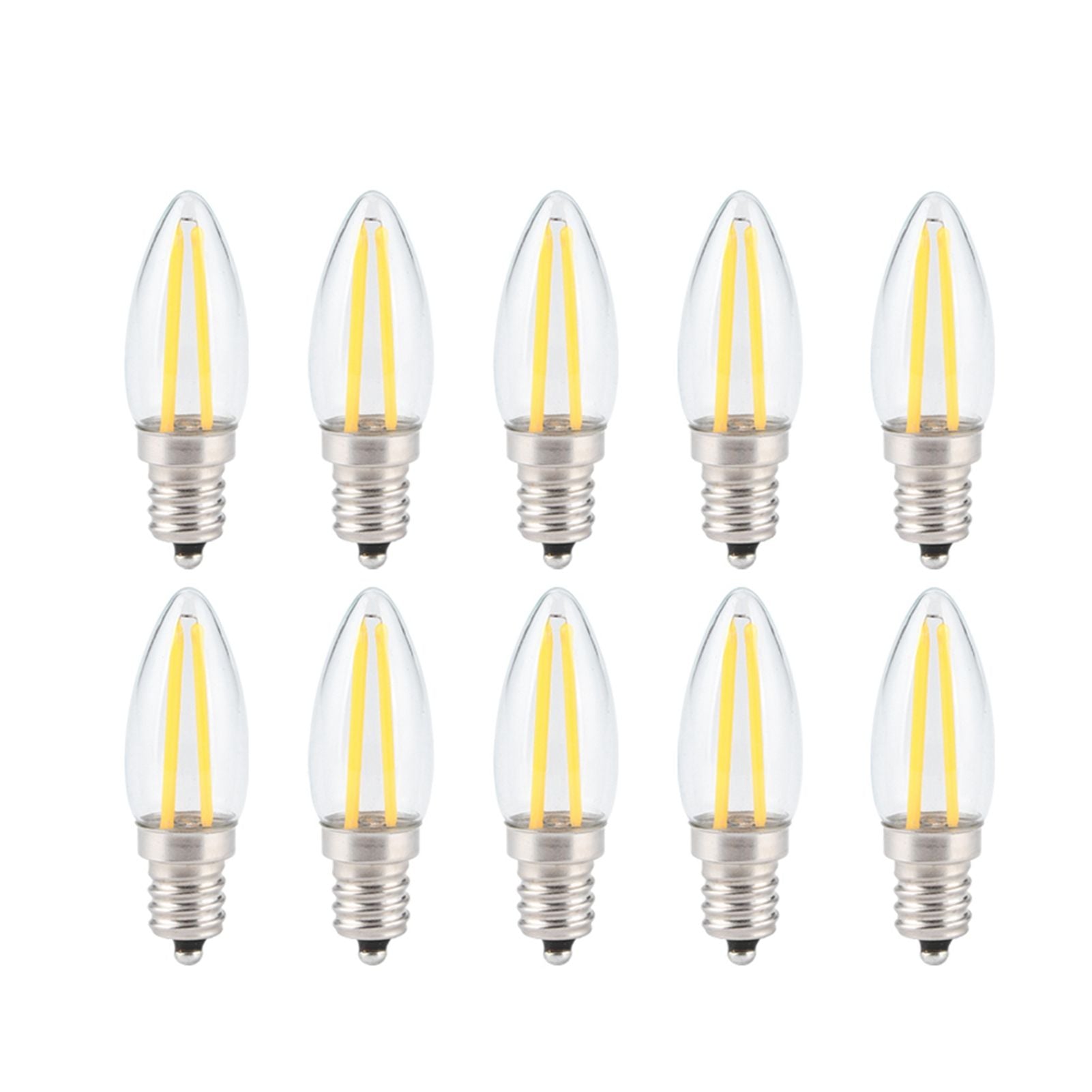 10Pcs E12 Long Filament Small LED Light Bulbs Dimmable Lamp 1.5W AC110V for Home Lighting