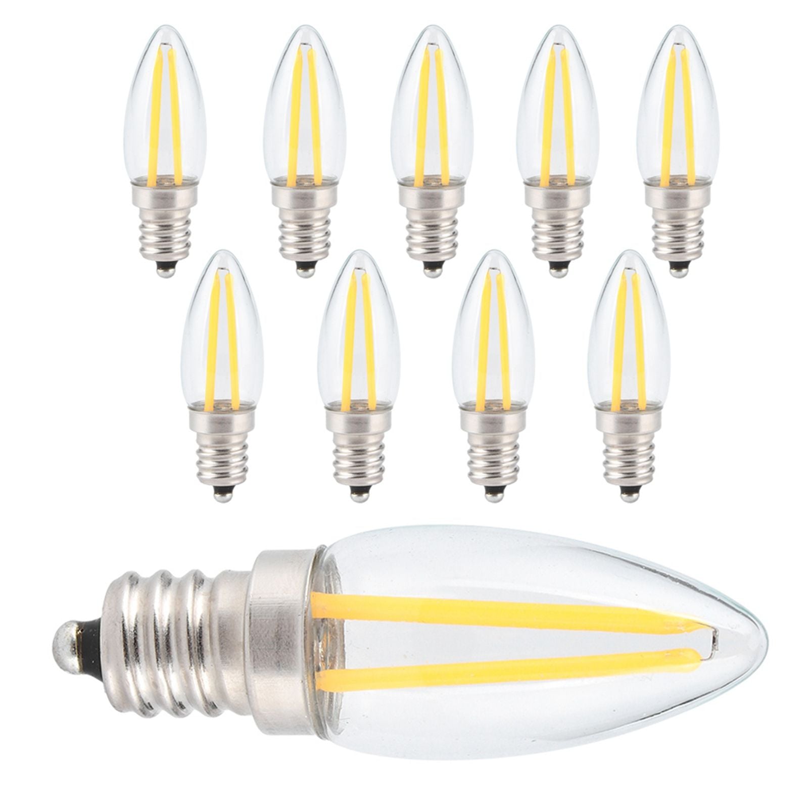 10Pcs E12 Long Filament Small LED Light Bulbs Dimmable Lamp 1.5W AC110V for Home Lighting