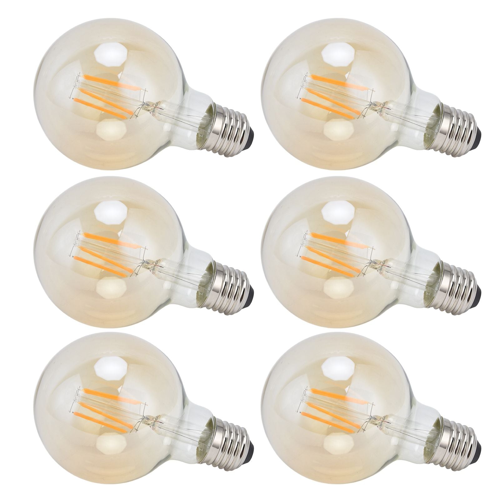 6 Pcs LED Filament Bulbs Dimmable 4W E27 Medium Base Vintage Warm Light Golden Bulb for Home Decoration Bar 220V