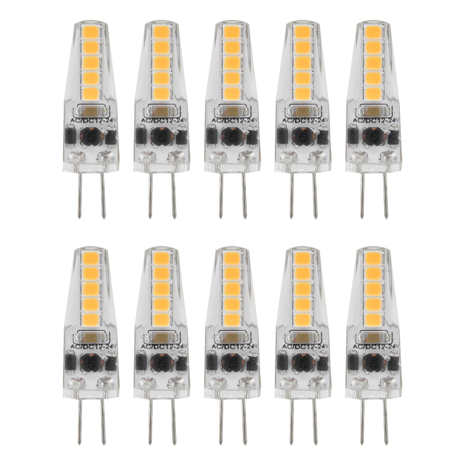 10pcs G4 LED Bulbs 2W Bi Pin Base Dimmable Bulbs for Chandelier Ceiling Lamp Table Lamp Warm White 3000K AC 12‑24V