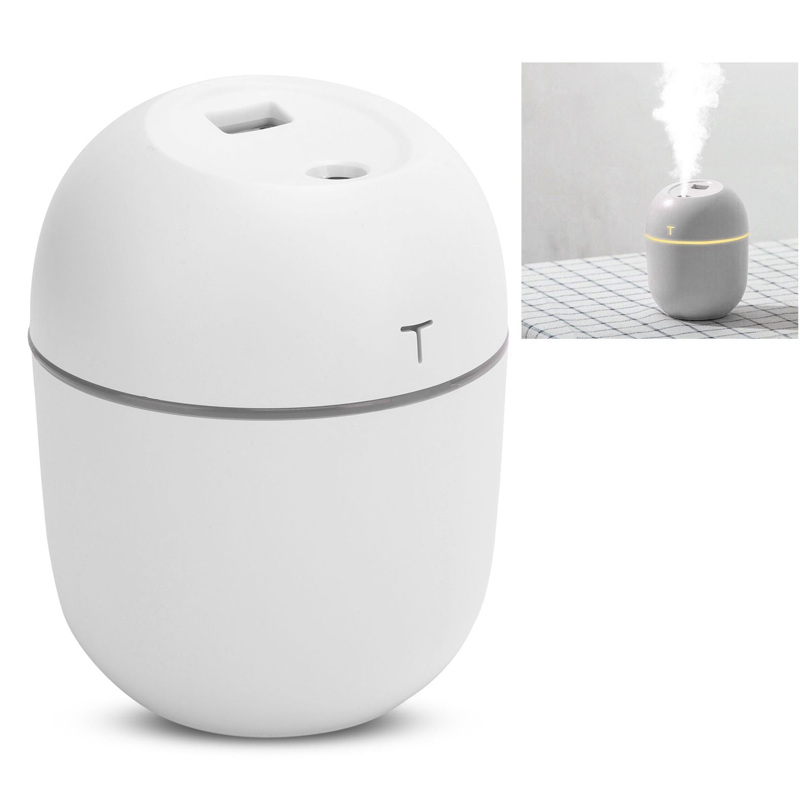 Mini Humidifier Portable DC5V USB Plug In Aroma Essential Oil Diffuser with LED Night Light(White )