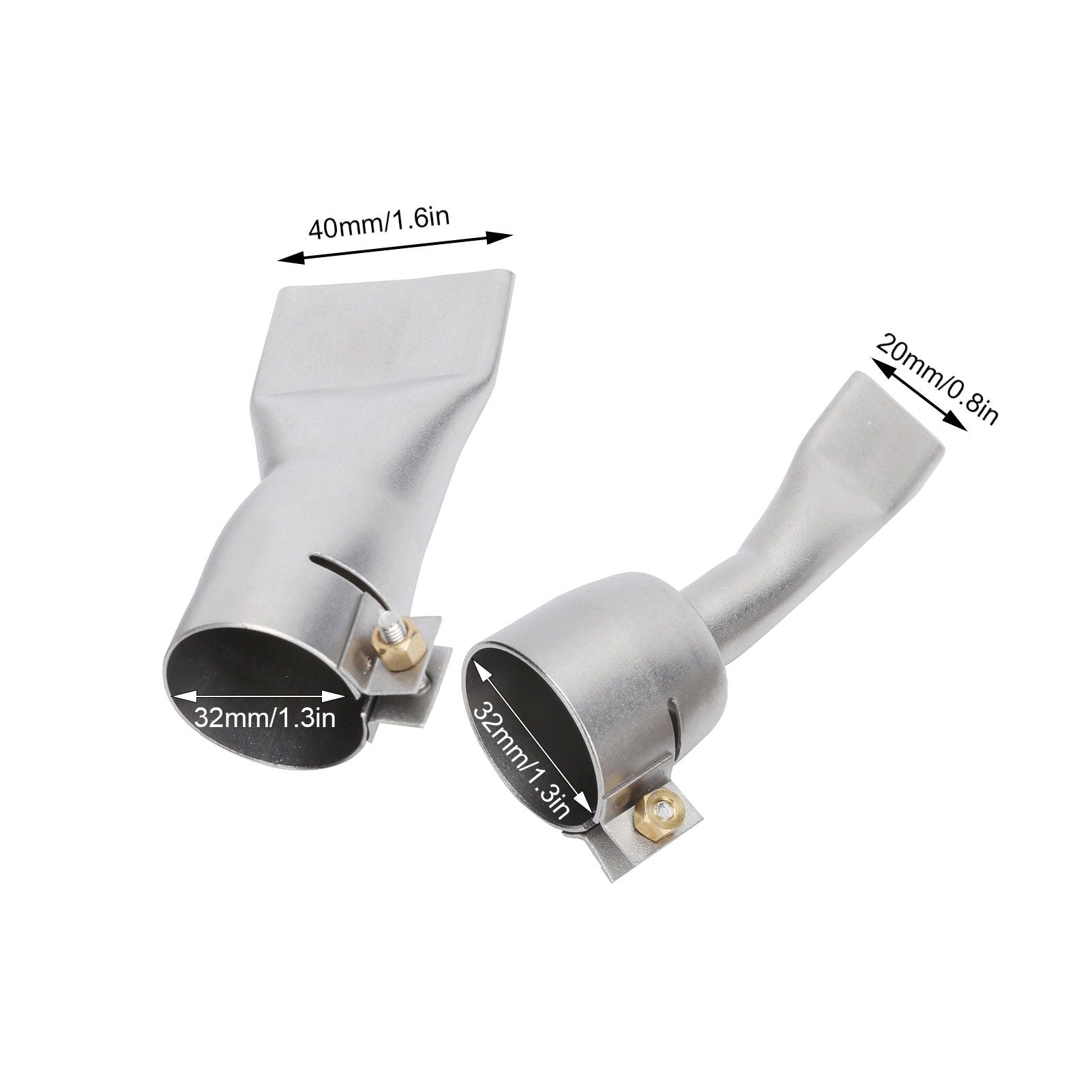2Pcs Welding Gun Flat Nozzle 20mm Small 40mm Large Tip for Welder Tool Stainless Steel