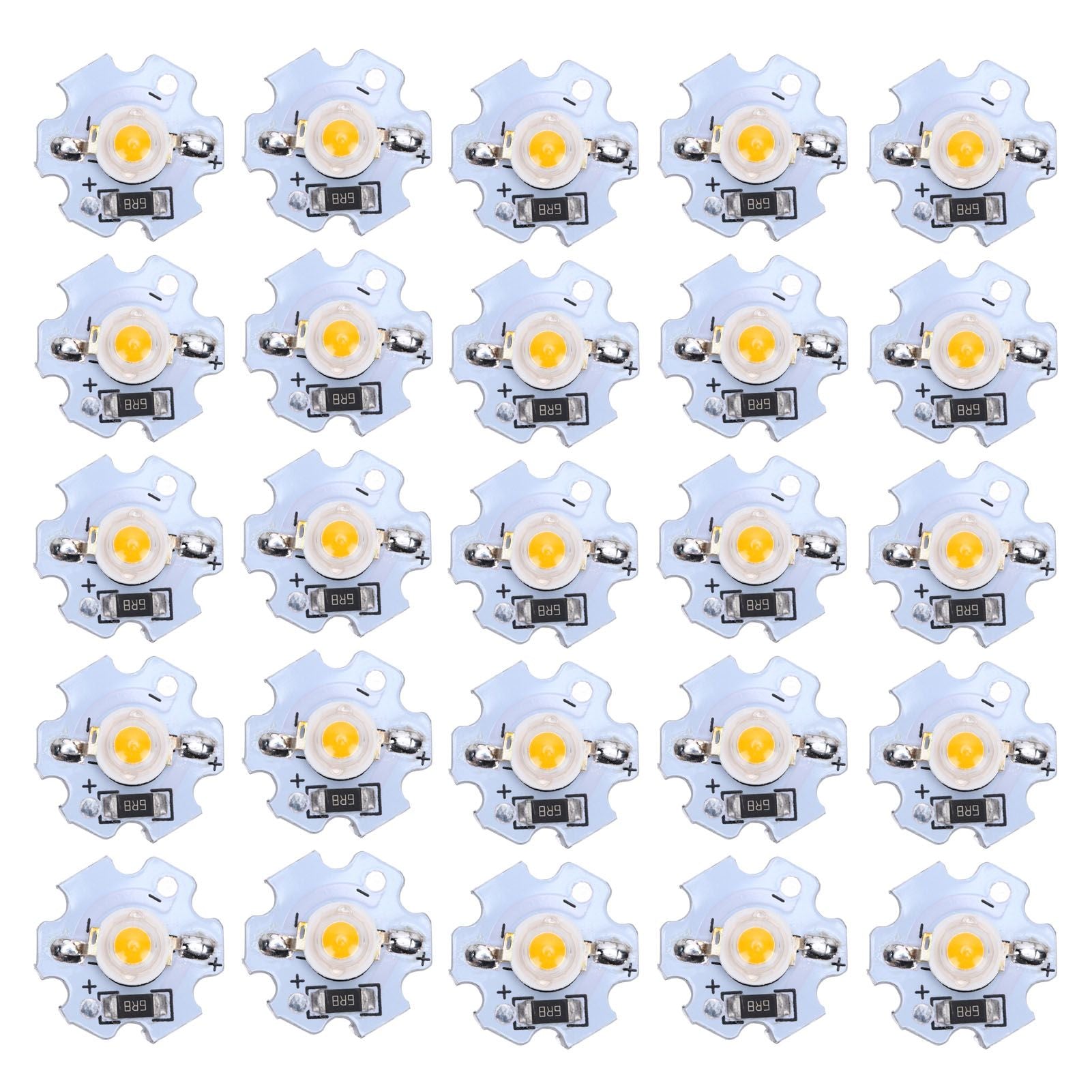 25Pcs 5V LED Chips 200LM 1W High Power LED Lamp Beads for DIY Lighting FixturesYellow Light 588‑590NM