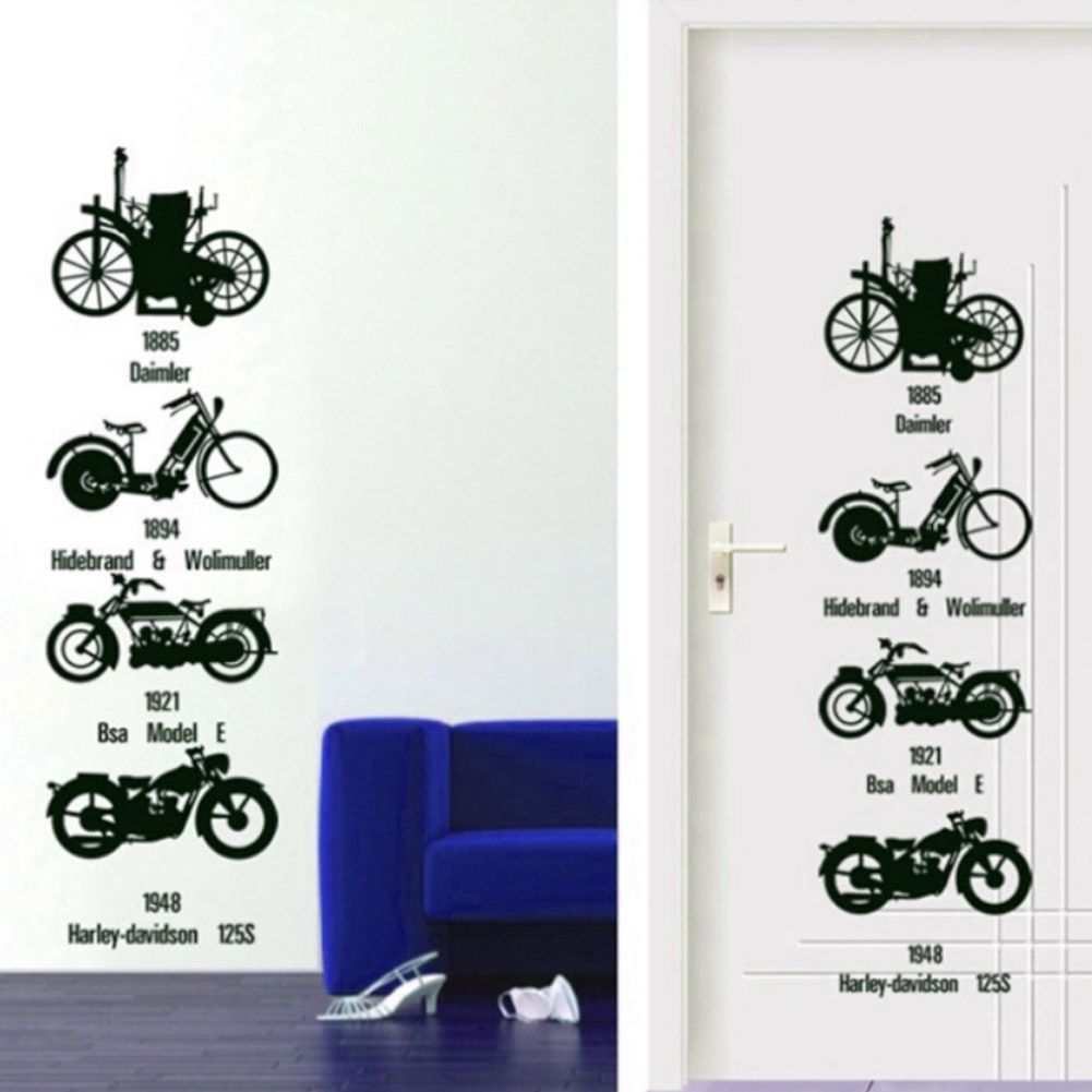 Motorcycle Bicycle Pattern Wall Sticker for Living Room Bedroom Backdrop Wall Decorative Decal