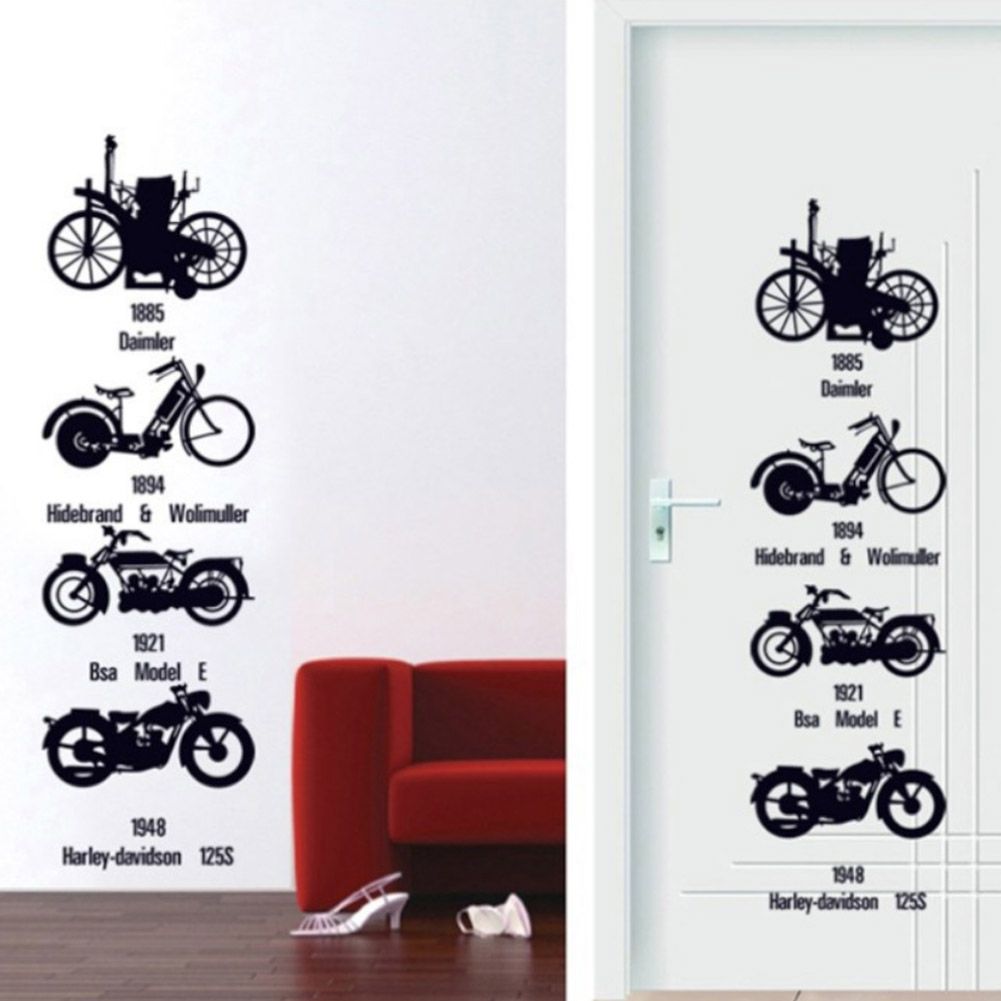 Motorcycle Bicycle Pattern Wall Sticker for Living Room Bedroom Backdrop Wall Decorative Decal