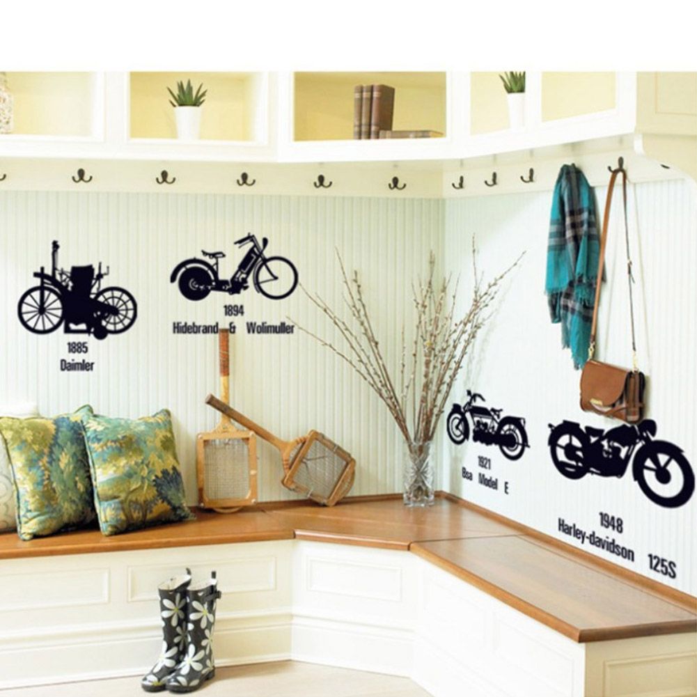 Motorcycle Bicycle Pattern Wall Sticker for Living Room Bedroom Backdrop Wall Decorative Decal