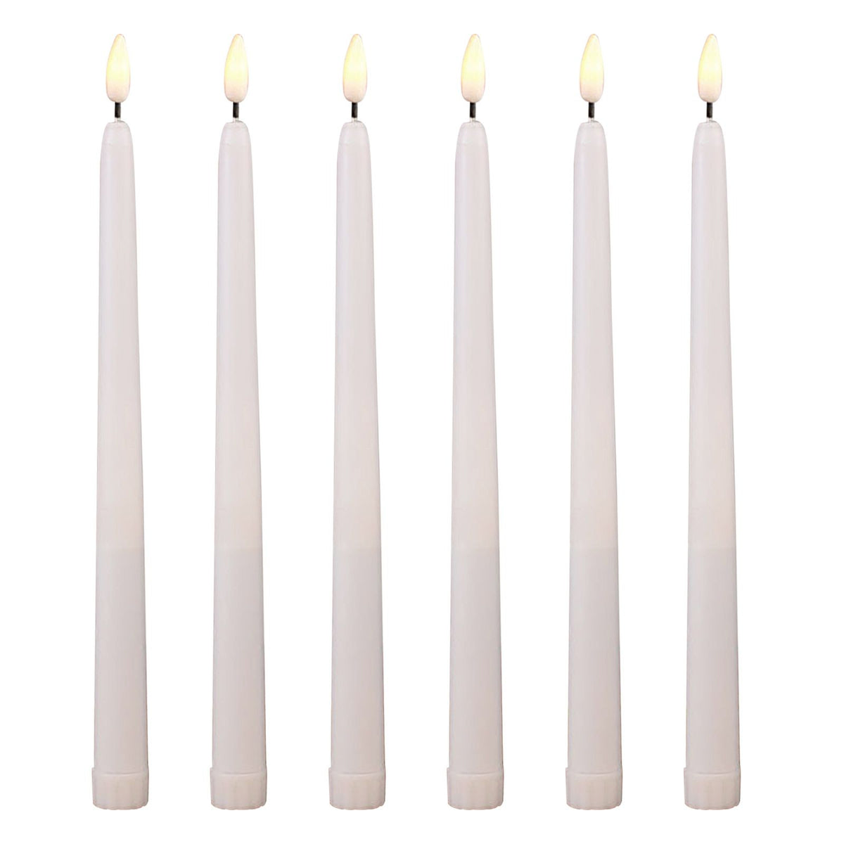 6pcs Flameless Taper Candles Plastic LED Candlesticks Battery Operated 3D Wick for Wedding Party Home Warm White Flickering
