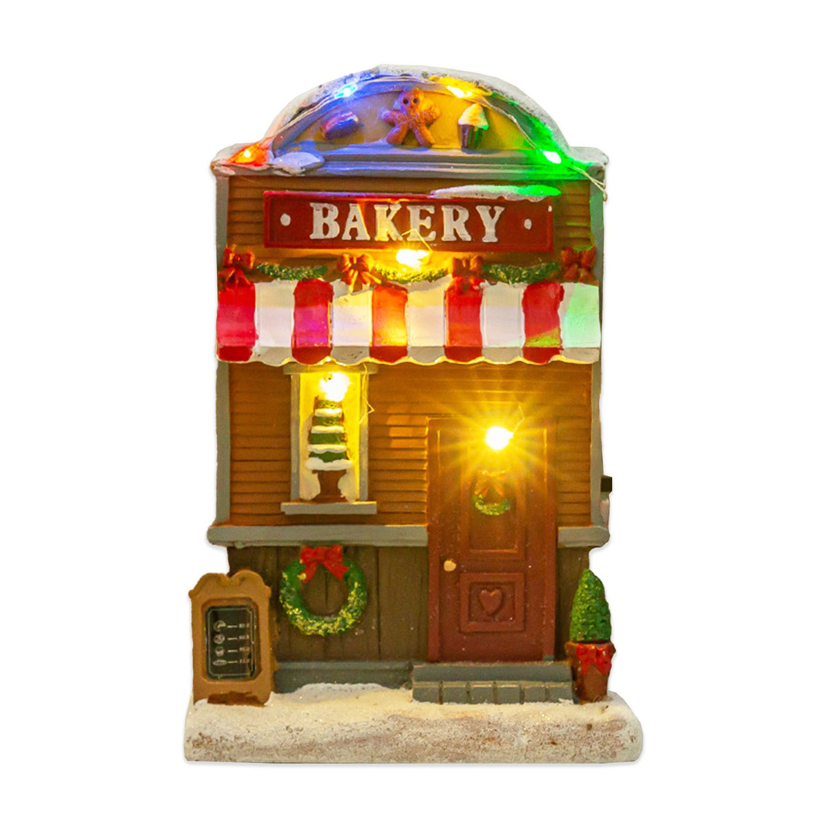 Xmas Scene Winter Music House Resin Collectible Building Light Up Xmas House for Holiday Decor Ornament Require 3 AA Batteries A