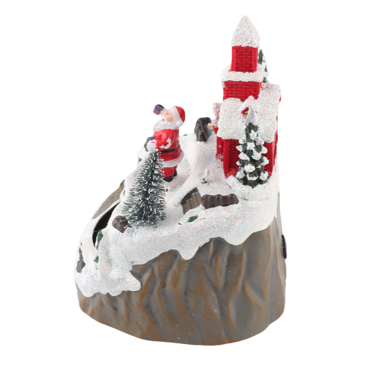 Xmas Music Box Resin Rotating Light Up Train Musical Box Tabletop Ornament for Holiday Home Decor