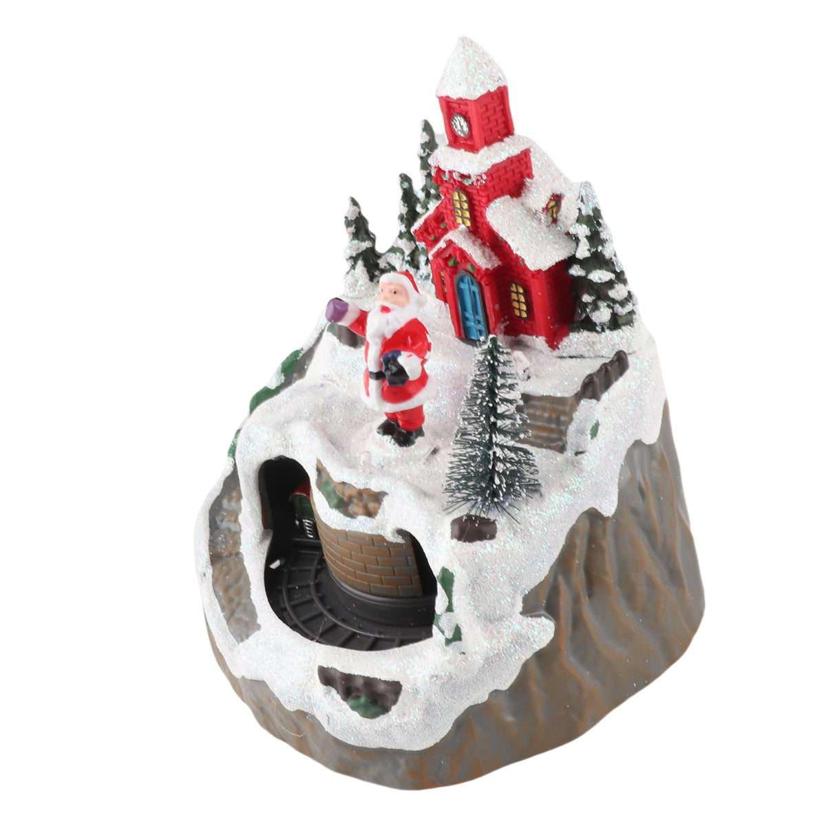 Xmas Music Box Resin Rotating Light Up Train Musical Box Tabletop Ornament for Holiday Home Decor