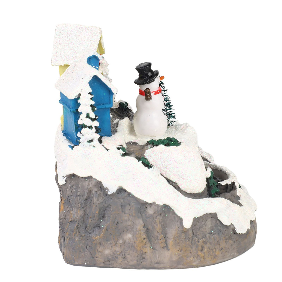 Xmas Music Box Resin Rotating Light Up Train Musical Box Tabletop Ornament for Holiday Home Decor