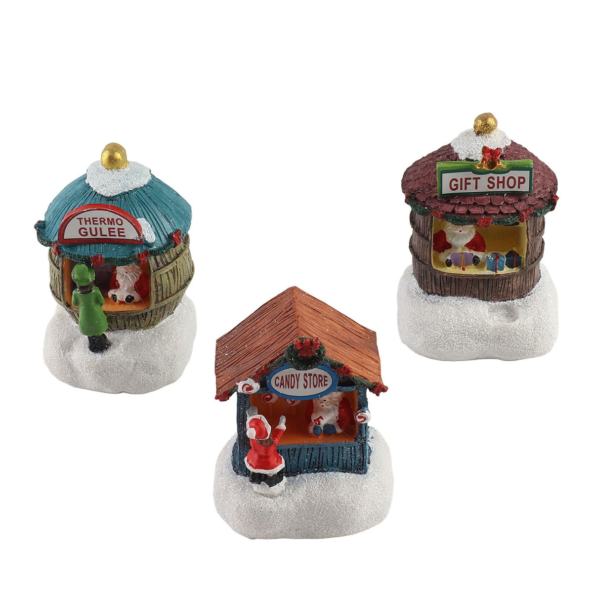 Xmas House Ornament Resin Xmas Scene House Miniature Decorative Small House Buildings for Home Collection Decor
