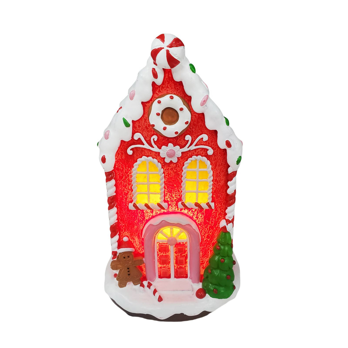 Light Up Xmas Village House Xmas Scene Winter House Collectible Building for Holiday Decor Ornament White Xmas Cabin