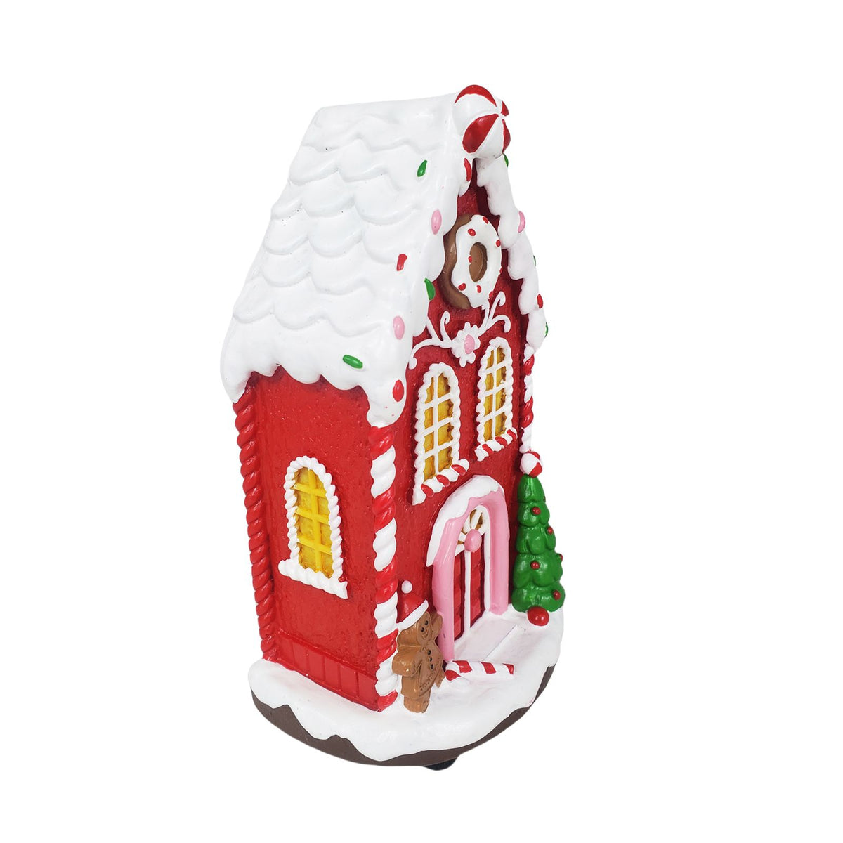Light Up Xmas Village House Xmas Scene Winter House Collectible Building for Holiday Decor Ornament White Xmas Cabin