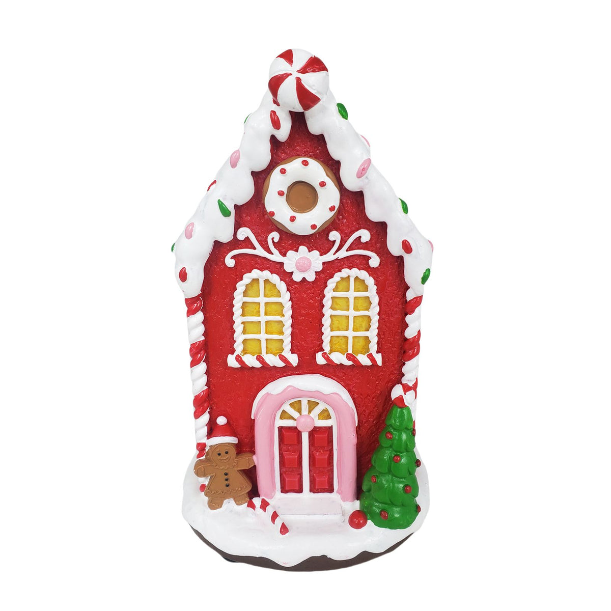 Light Up Xmas Village House Xmas Scene Winter House Collectible Building for Holiday Decor Ornament White Xmas Cabin