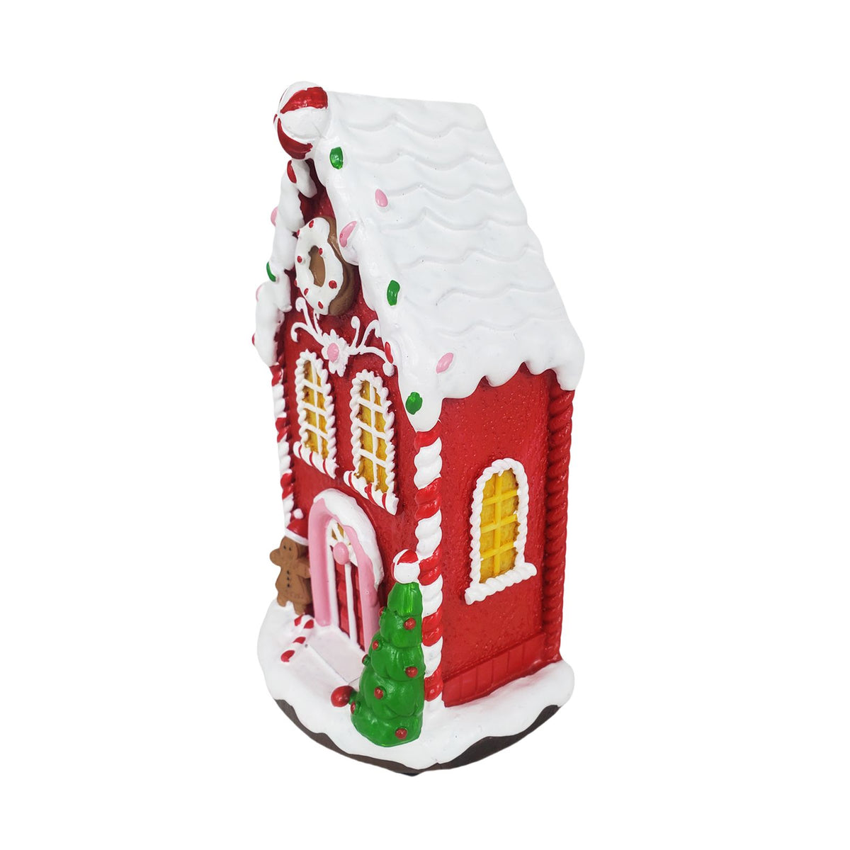 Light Up Xmas Village House Xmas Scene Winter House Collectible Building for Holiday Decor Ornament White Xmas Cabin