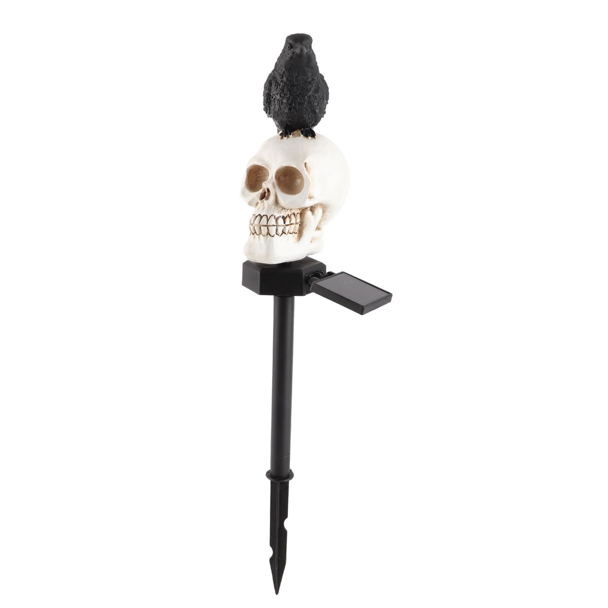 Garden Outdoor Decoration Solar Lights Waterproof Ghost Lights Skull Solar Garden Lights with Black Crow On Skull