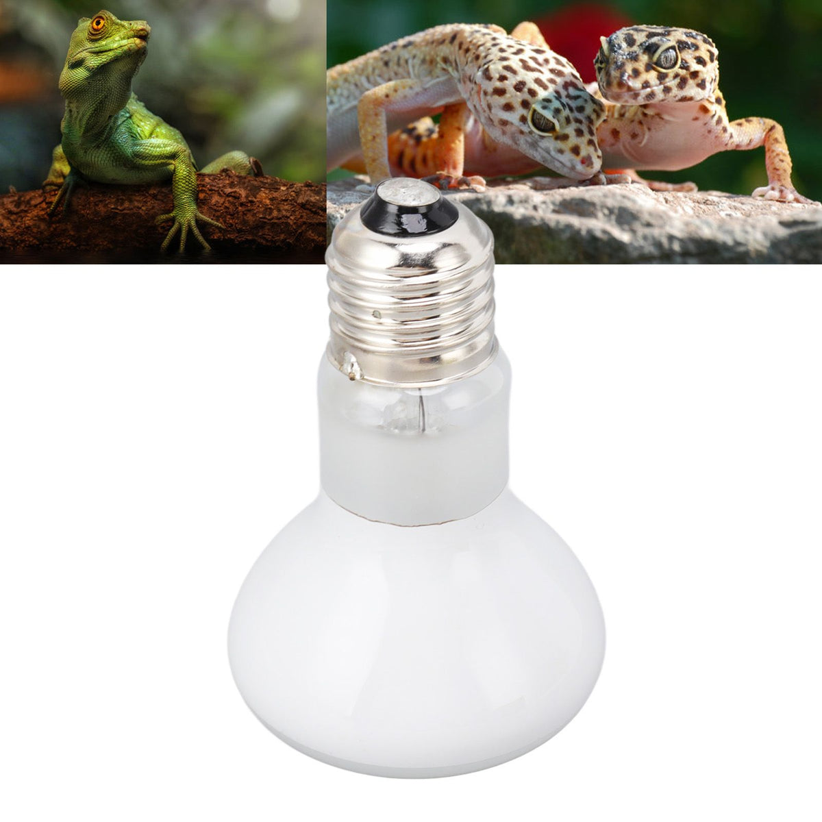E27 UVA Reptile Heat Lamp Bulb for Reptile Amphibian Bearded Dragons Turtles Ball Pythons 220‑240V White 25W
