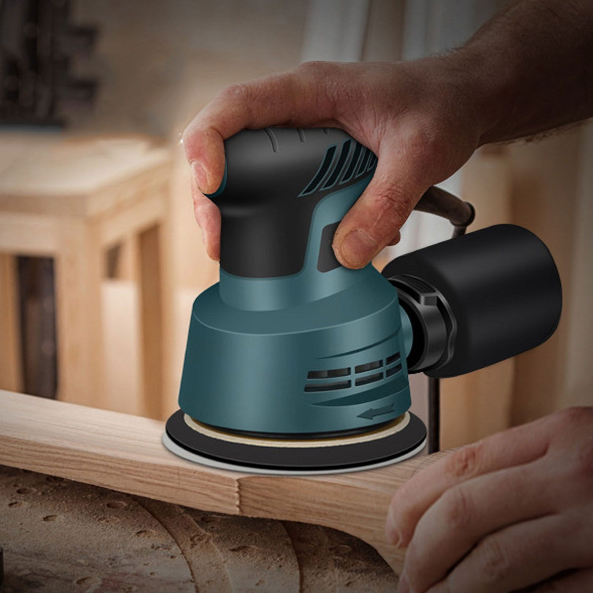 Orbital Sander 300W ABS Compact Electric Palm Sander Kit with Sandpapers for Woodworking Polishing Carpentry UK Plug 220V