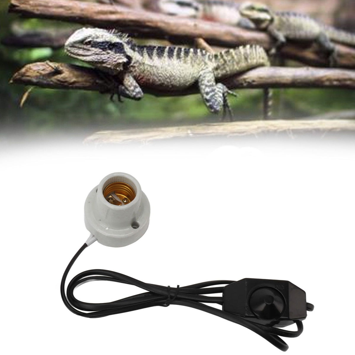 Reptile Ceramic Heat Lamp Holder Professional E27 Socket Reptile Heat Light Fixture Holder for Lizard Turtle Tortoise EU Plug 250V