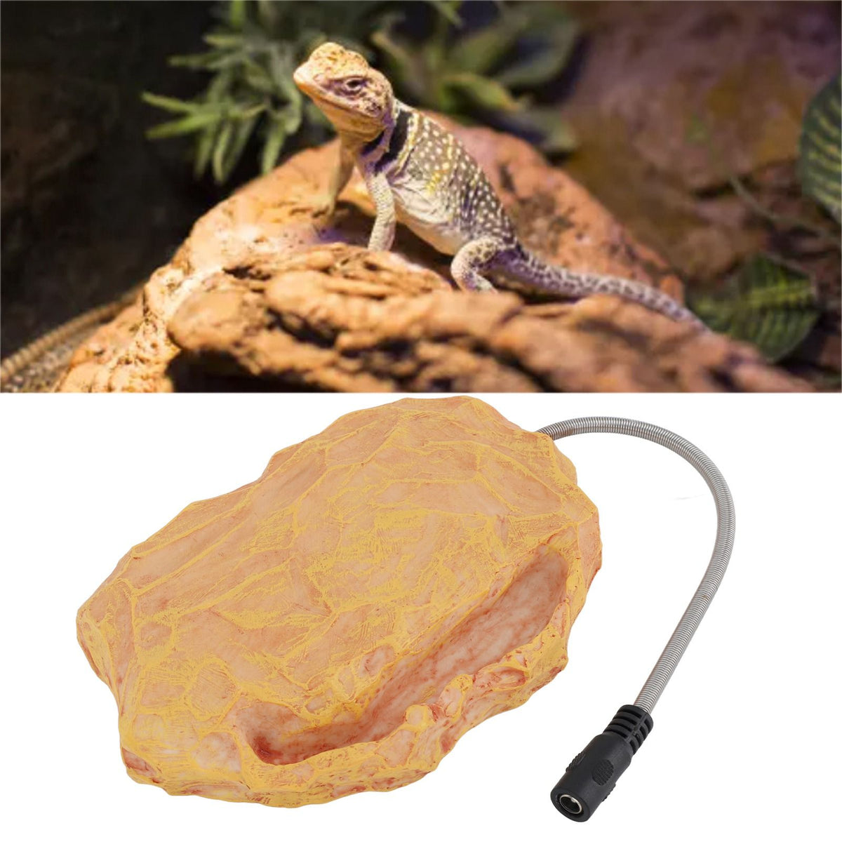 Reptile Heat Rock Temperature Controlled Heating Rock Heater for Lizard Turtle Snake 12V Safe Voltage UK Plug 100‑240V