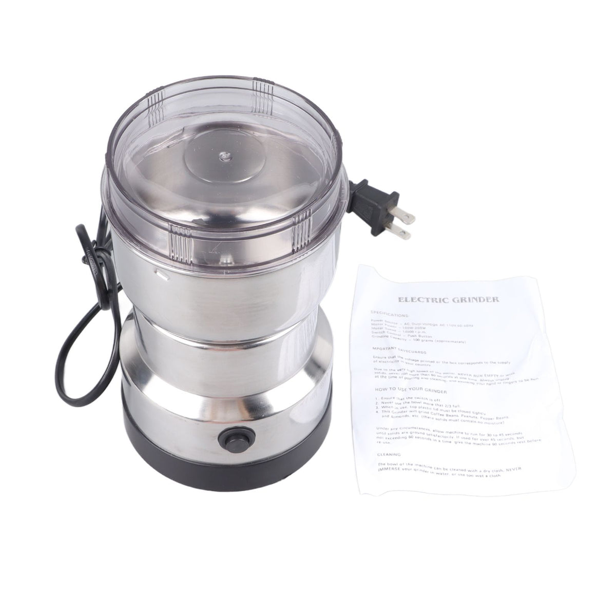 Small Electric Grinder Efficient Grinding Silver Multifunction Portable Coffee Bean Milling Grinder for Daily Use Home
