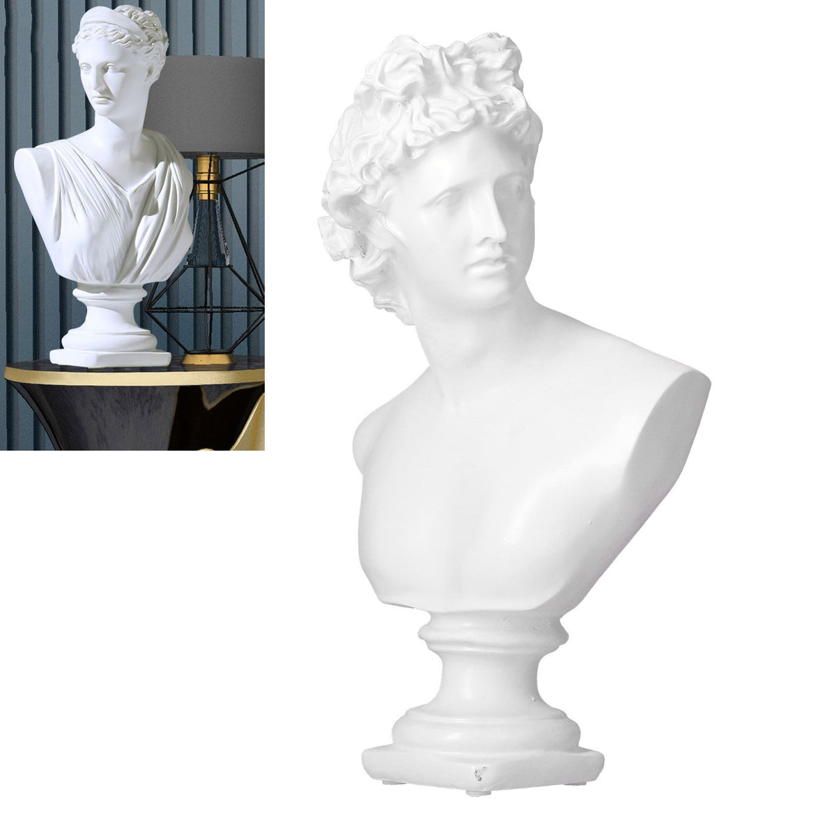 Nordic Style Character Figurine Bust Statue Craft Ornament for Desktop Living Room OfficeWhite