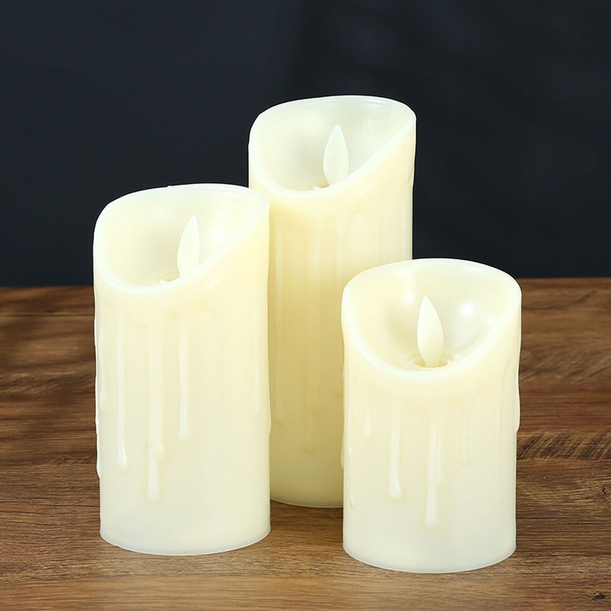 LED Flickering Flameless Candles with Remote Realistic Battery Operated Electronic Flickering LED Pillar Candles for Home Decor 7.5cm Teardrop Shaped