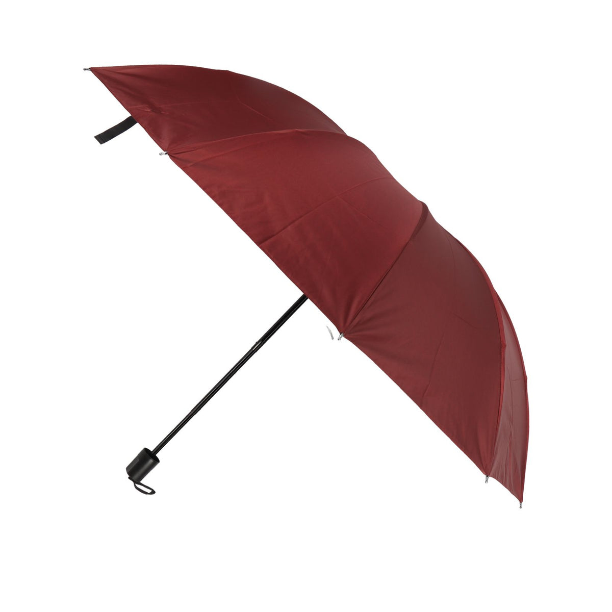 Travel Umbrella 10 Ribs Portable Manual Windproof Rainproof Sunscreen Folding Umbrella for Outdoor Travel Camping Wine Red