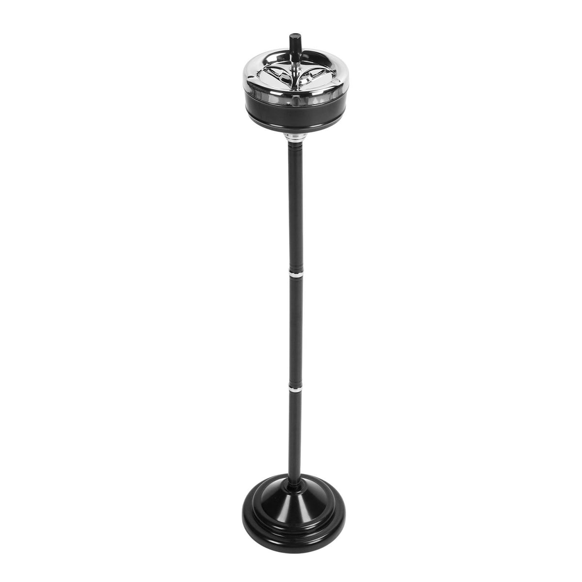 Floor Ashtray Self Cleaning Detachable Adjustable Height Standing Ash Tray with Lid for Restaurant KTV Patio Living Room Black