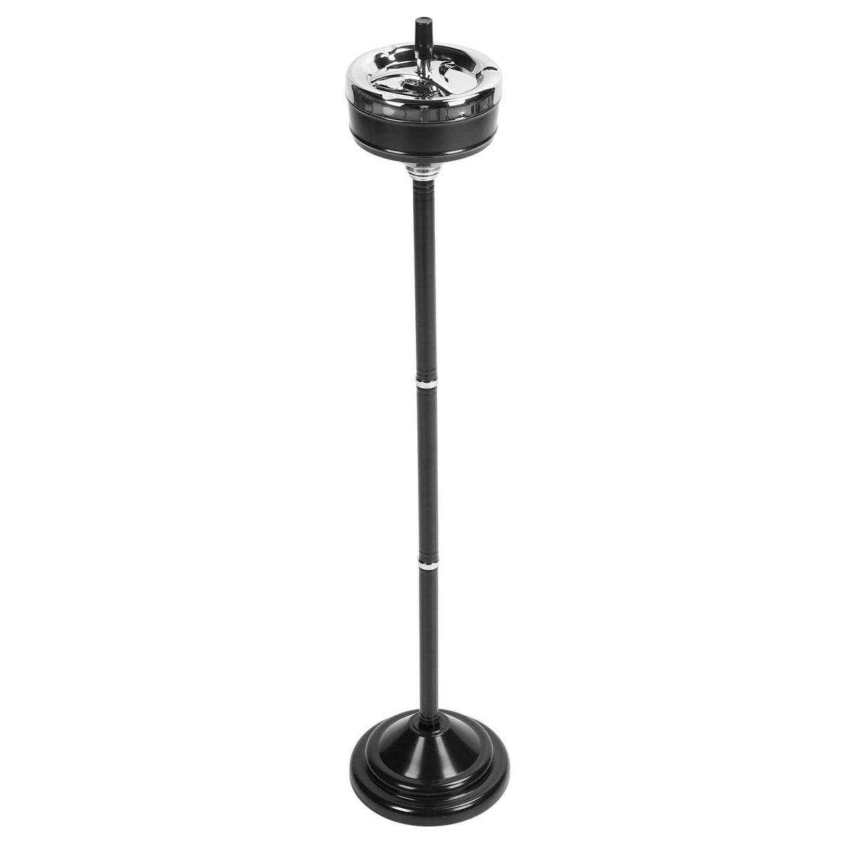 Floor Ashtray Self Cleaning Detachable Adjustable Height Standing Ash Tray with Lid for Restaurant KTV Patio Living Room Black