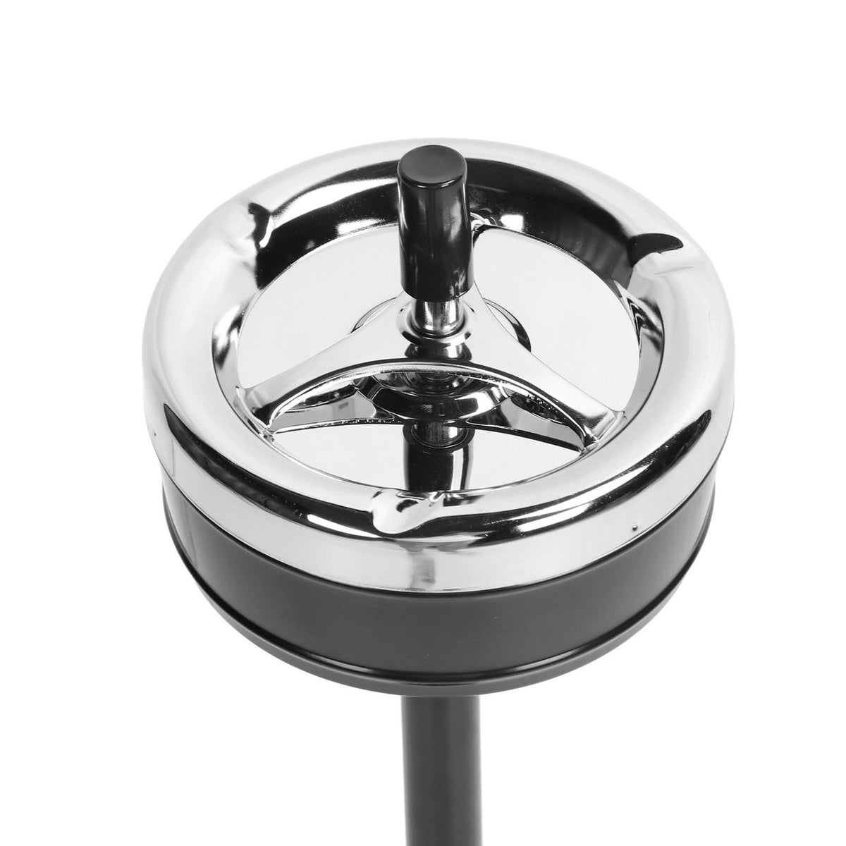 Floor Ashtray Self Cleaning Detachable Adjustable Height Standing Ash Tray with Lid for Restaurant KTV Patio Living Room Black