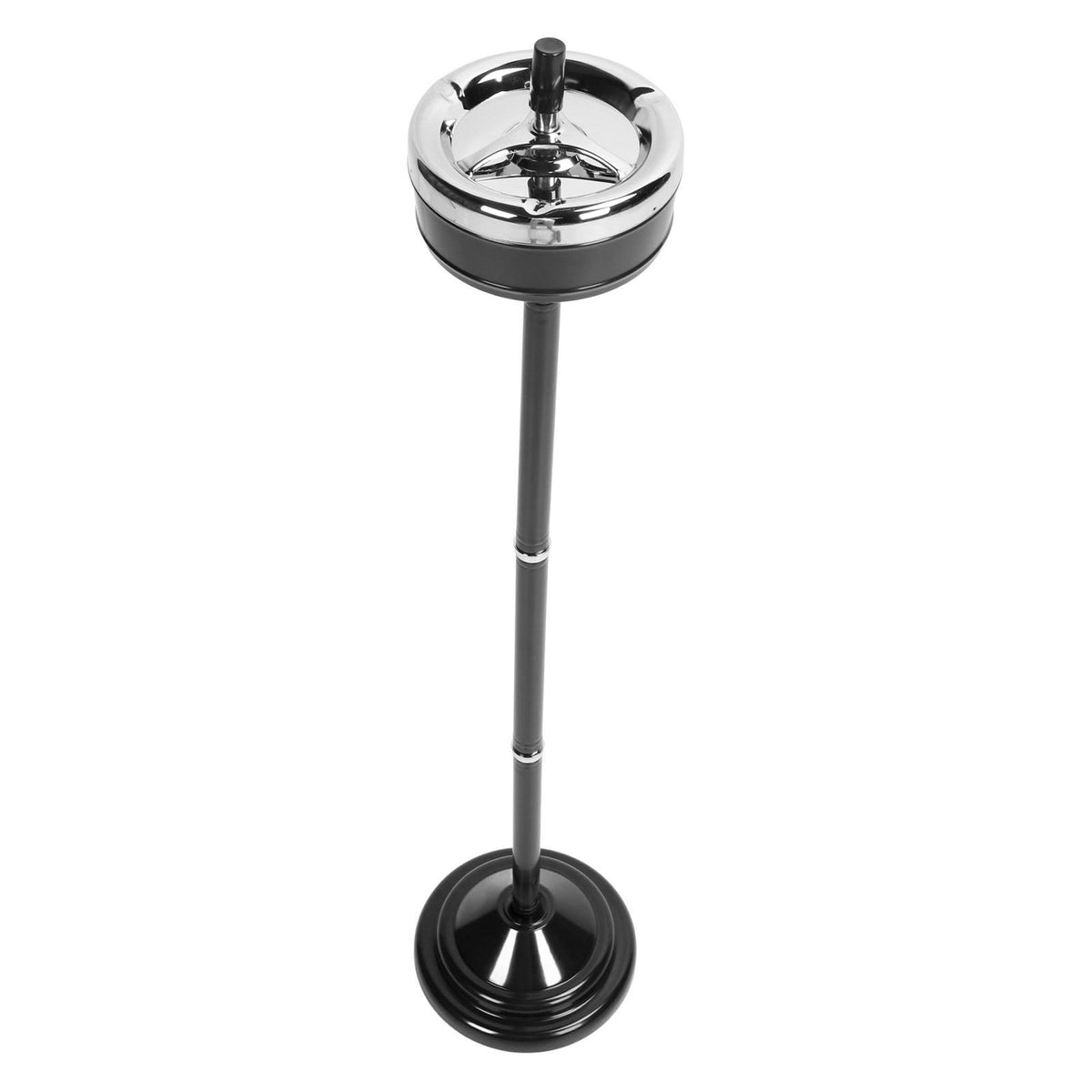 Floor Ashtray Self Cleaning Detachable Adjustable Height Standing Ash Tray with Lid for Restaurant KTV Patio Living Room Black
