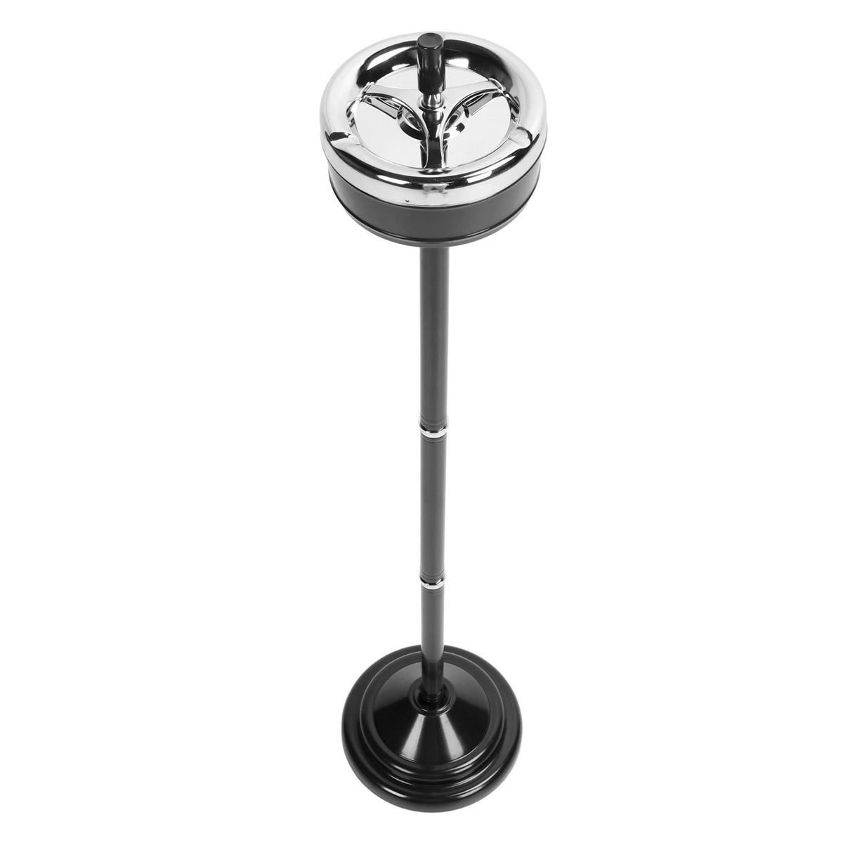 Floor Ashtray Self Cleaning Detachable Adjustable Height Standing Ash Tray with Lid for Restaurant KTV Patio Living Room Black