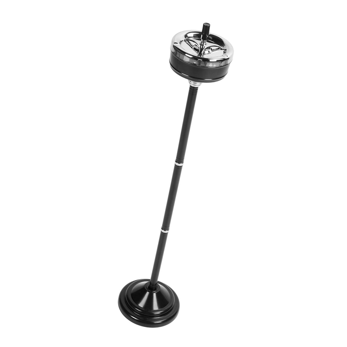 Floor Ashtray Self Cleaning Detachable Adjustable Height Standing Ash Tray with Lid for Restaurant KTV Patio Living Room Black