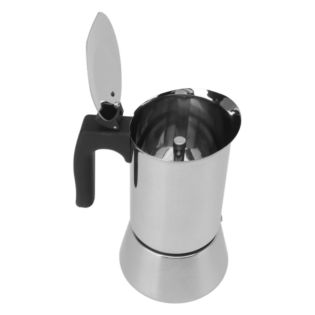 300ml Moka Pot Food Grade Stainless Steel Safe Stove Top Coffee Maker with Insulated Handle for Travel Outdoor