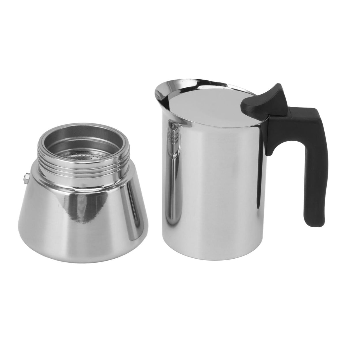 300ml Moka Pot Food Grade Stainless Steel Safe Stove Top Coffee Maker with Insulated Handle for Travel Outdoor