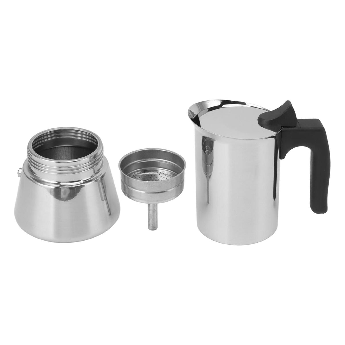 300ml Moka Pot Food Grade Stainless Steel Safe Stove Top Coffee Maker with Insulated Handle for Travel Outdoor
