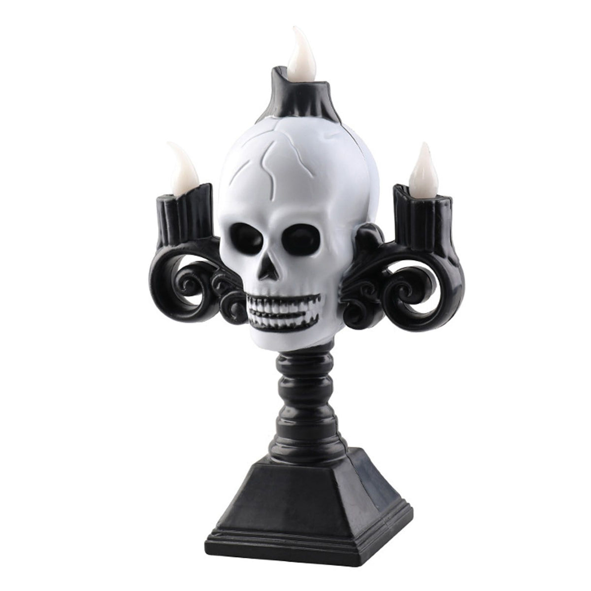 Skull Head LED Candle Light Lightweight Retro Spooky Green Light Plastic Skull Flameless Candle Lights for Party