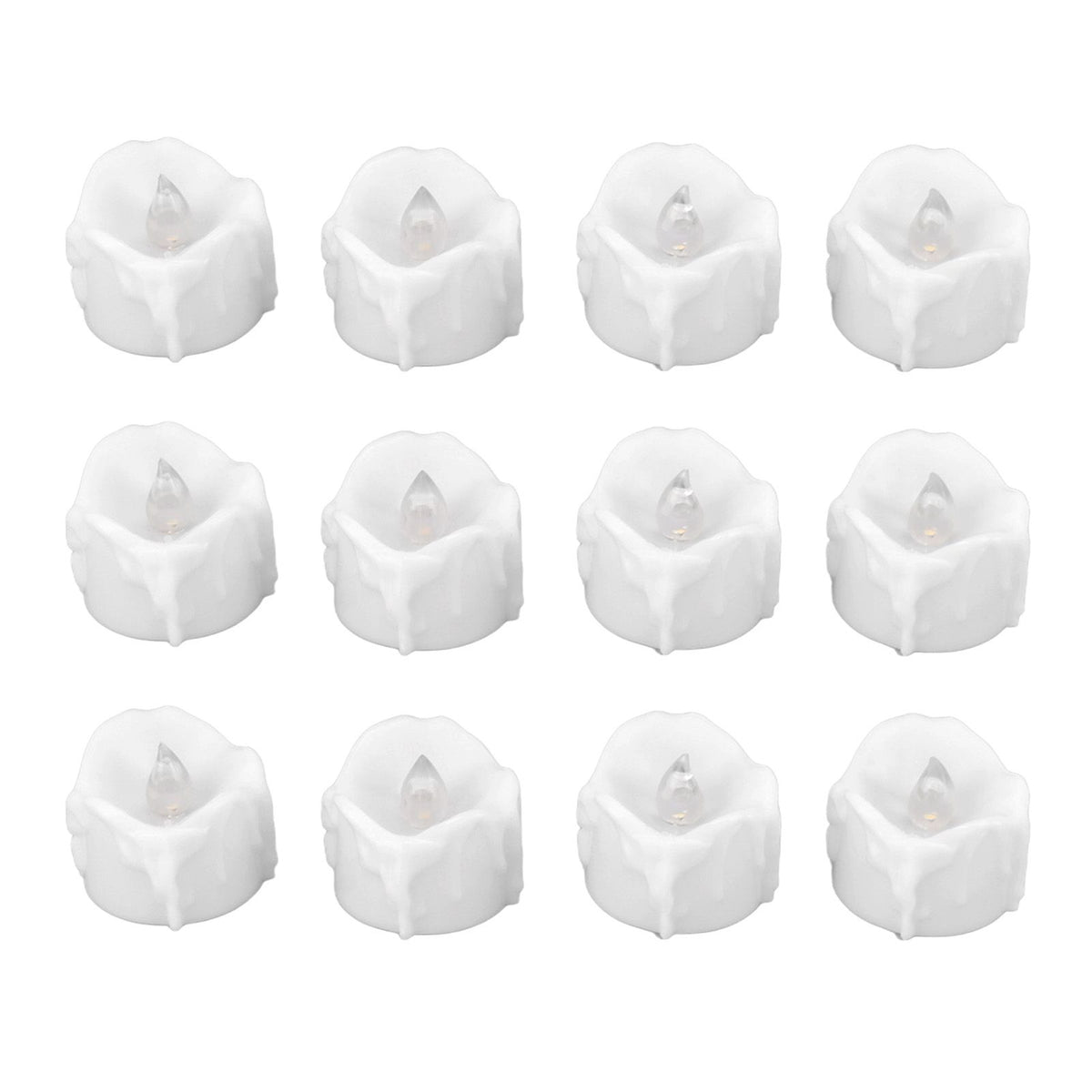 12 PCS LED Electric Tea Candles Warm White Lighting Realistic Flameless Electric Fake Candles for Halloween Wedding Decor