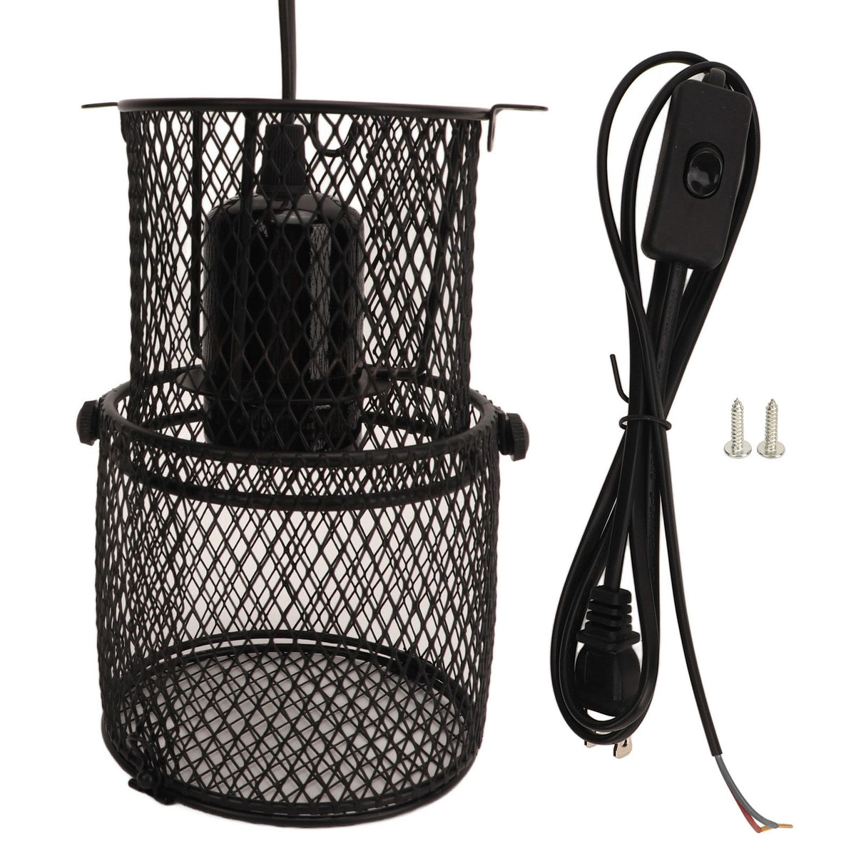 Reptile Heat Lamp Guard Avoid Scald Retractable Heating Lamp Mesh Cover Heat Protector with E27 Ceramic Lamp Holder US Plug 110‑120V